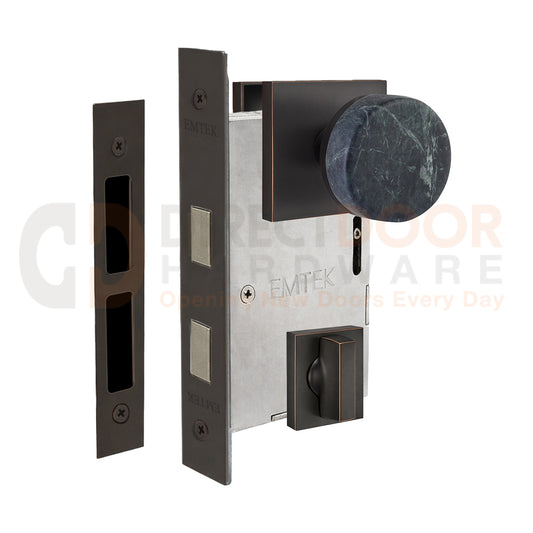 Emtek Green Marble Interior Mortise Knob with Square Rosette