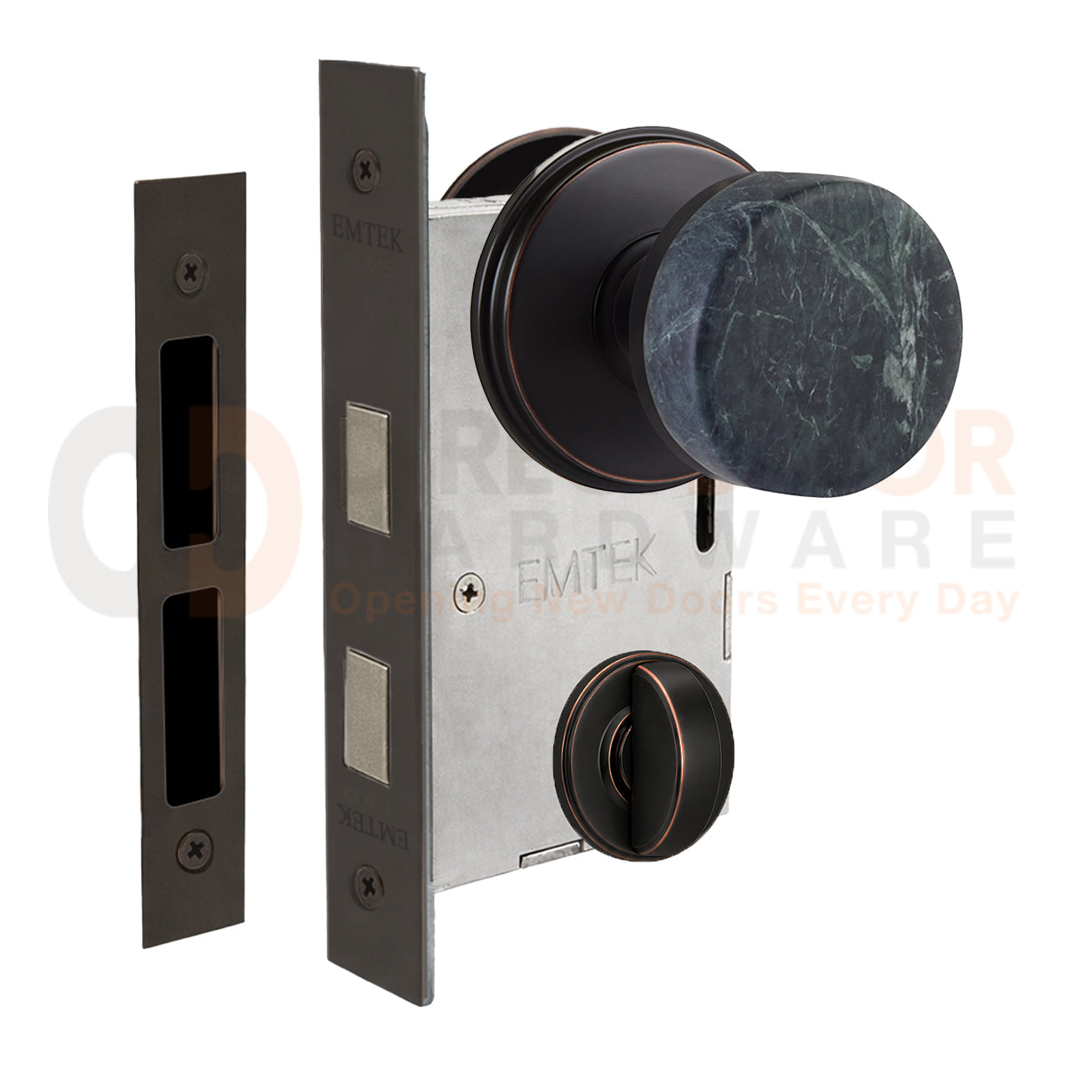 Emtek Green Marble Interior Mortise Knob with Watford Rosette