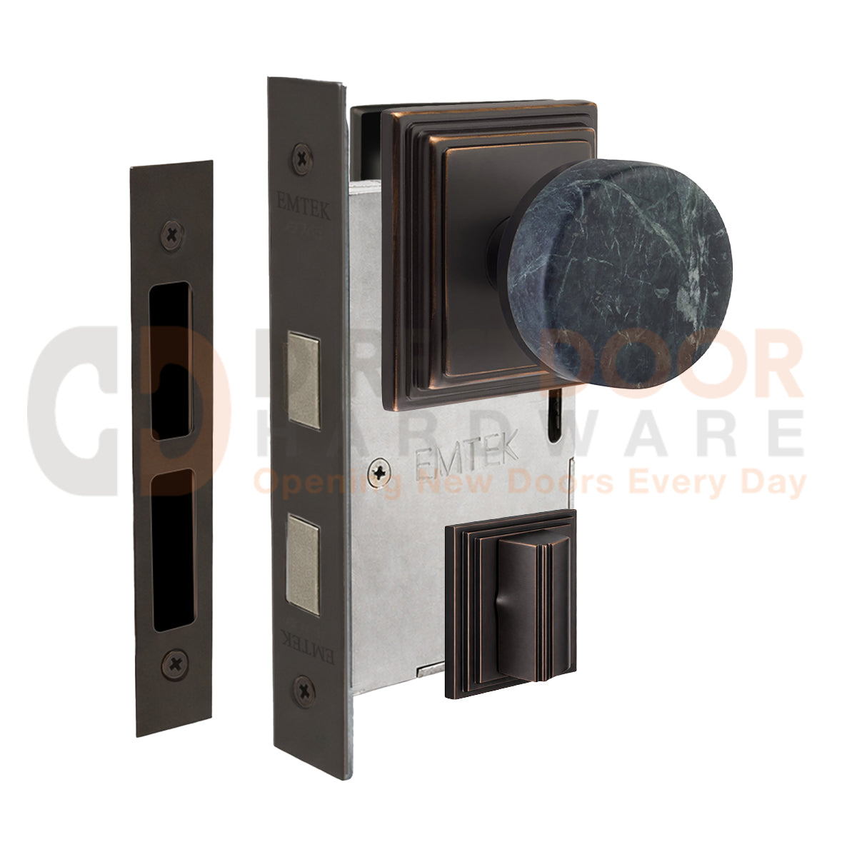 Emtek Green Marble Interior Mortise Knob with Wilshire Rosette