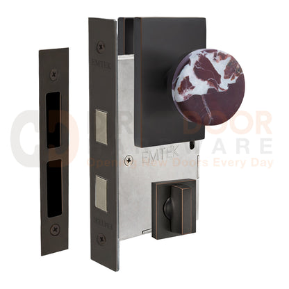 Emtek Rosso Levanto Interior Mortise Knob with Modern Rectangular Rosette