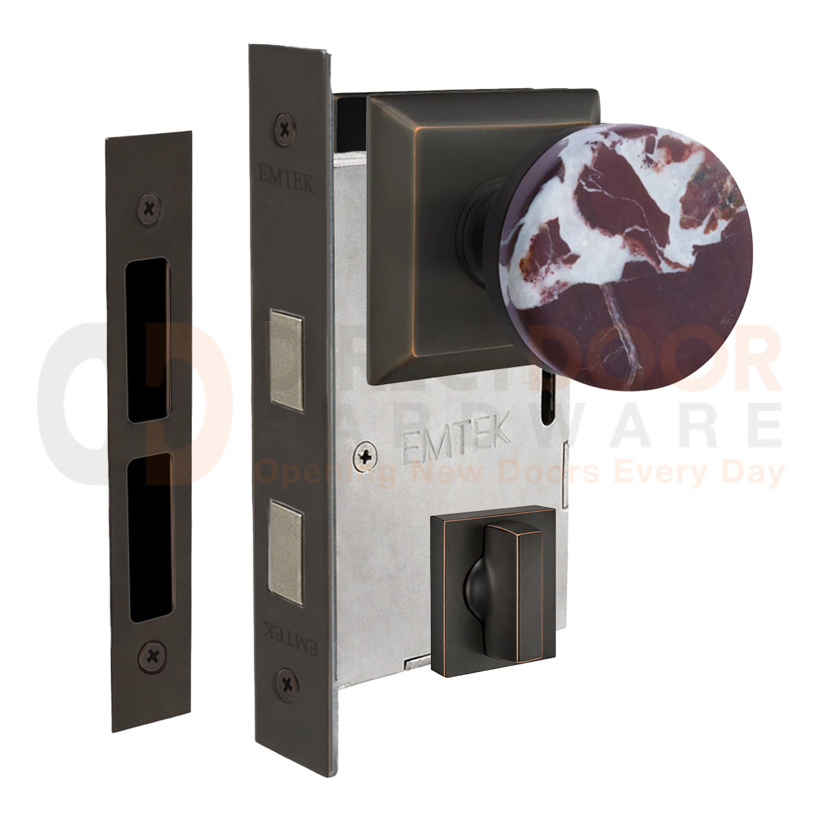 Emtek Rosso Levanto Interior Mortise Knob with Quincy Rosette