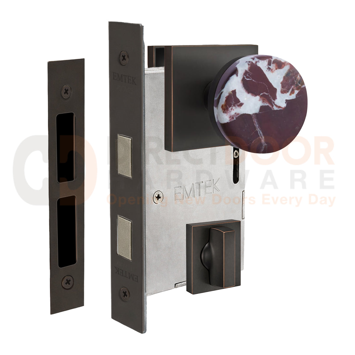 Emtek Rosso Levanto Interior Mortise Knob with Square Rosette