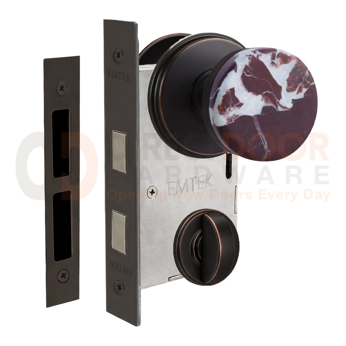 Emtek Rosso Levanto Interior Mortise Knob with Watford Rosette