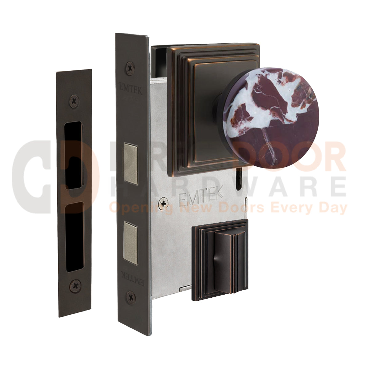 Emtek Rosso Levanto Interior Mortise Knob with Wilshire Rosette