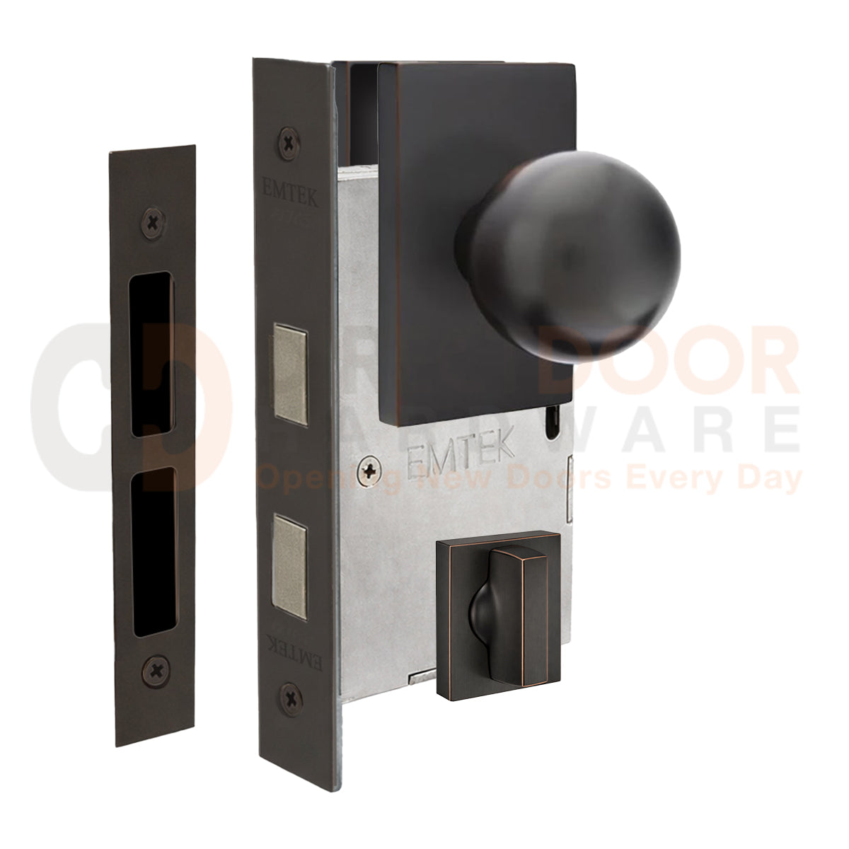 Emtek Orb Interior Mortise Knob with Modern Rectangular Rosette