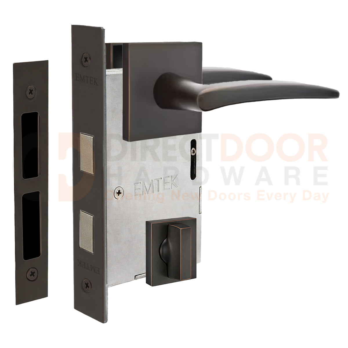 Emtek Poseidon Interior Mortise Lever with Square Rosette