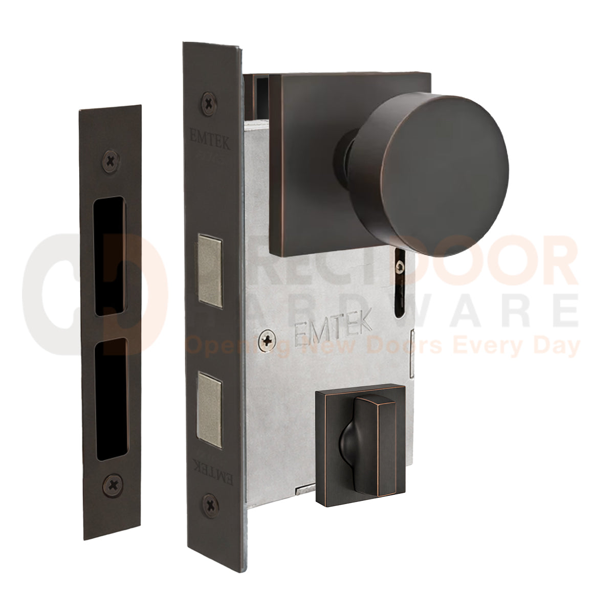 Emtek Round Interior Mortise Knob with Square Rosette
