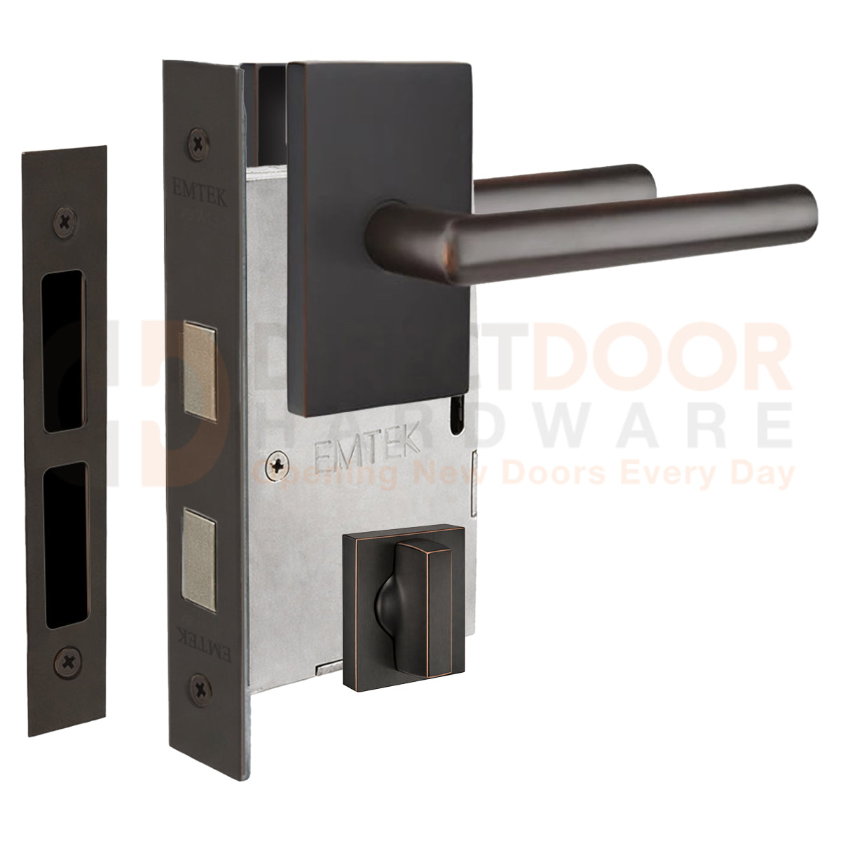 Emtek Stuttgart Interior Mortise Lever with Modern Rectangular Rosette