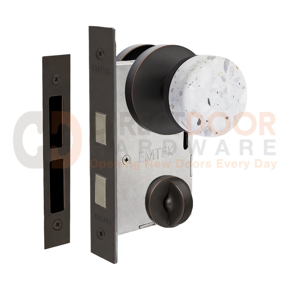 Emtek Light Terrazzo Interior Mortise Knob with Disk Rosette