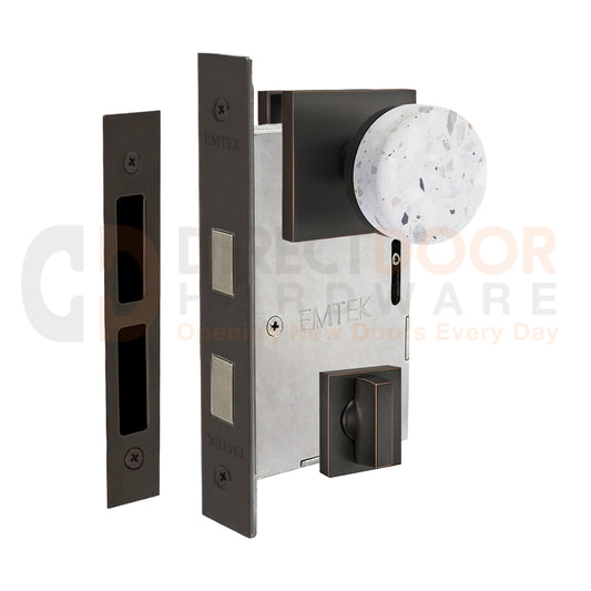 Emtek Light Terrazzo Interior Mortise Knob with Square Rosette