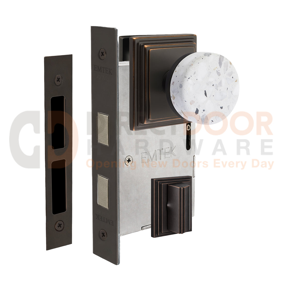 Emtek Light Terrazzo Interior Mortise Knob with Wilshire Rosette