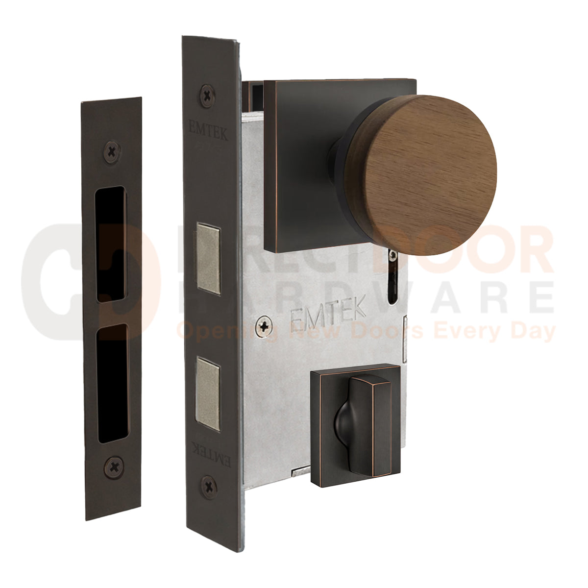 Emtek Walnut Interior Mortise Knob with Square Rosette