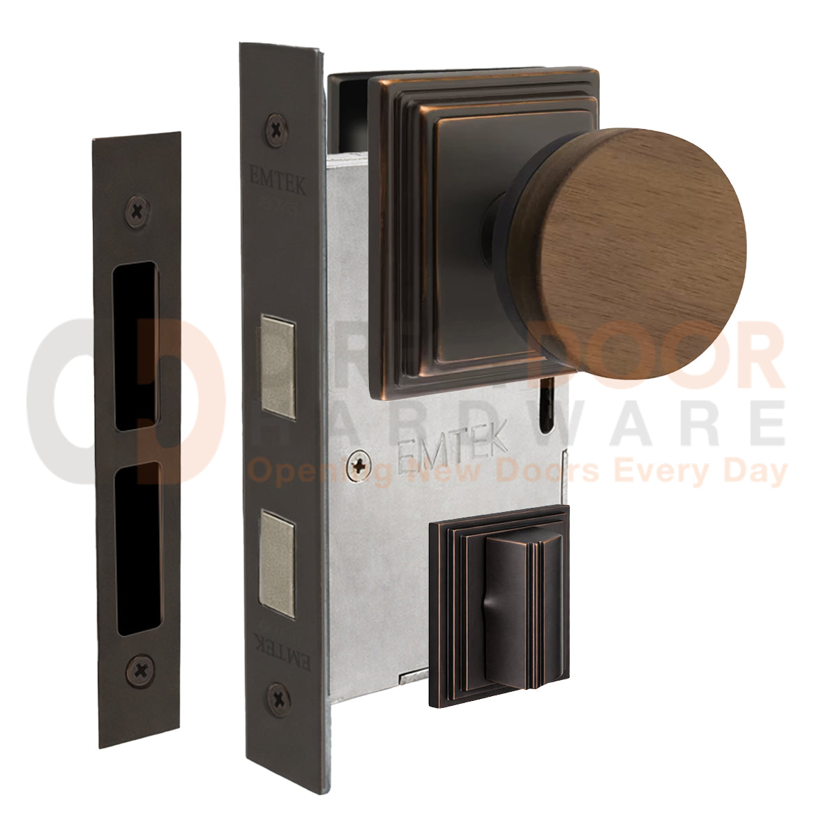 Emtek Walnut Interior Mortise Knob with Wilshire Rosette