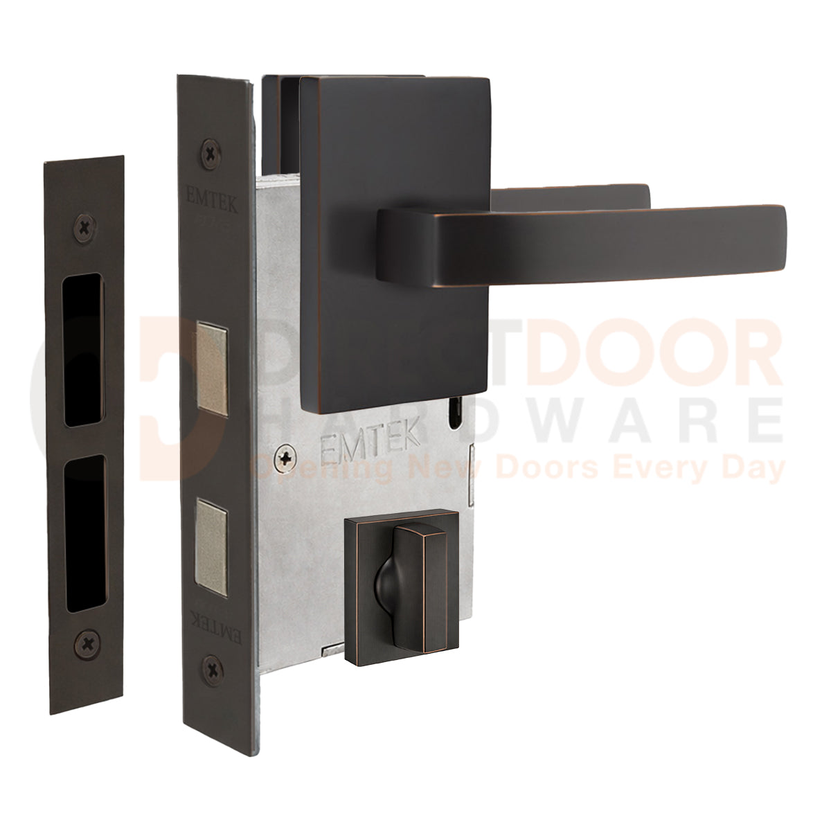 Emtek Breslin Interior Mortise Lever with Modern Rectangular Rosette