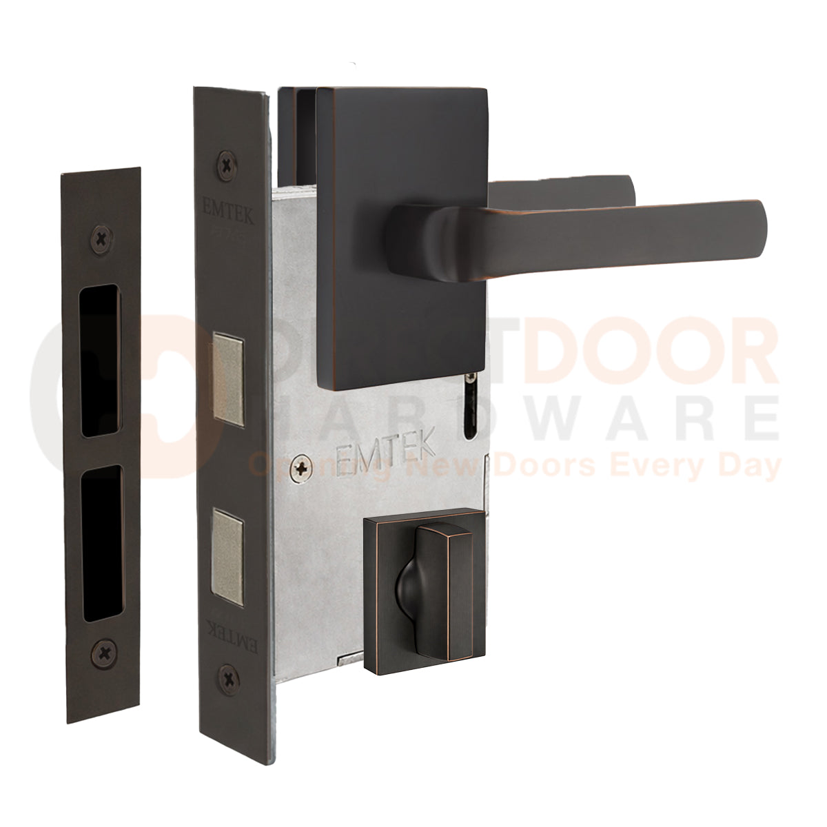 Emtek Spencer Interior Mortise Lever with Modern Rectangular Rosette