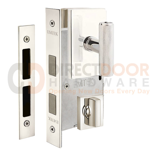 Emtek Ace Knurled Interior Mortise Knob with Modern Rectangular Rosette