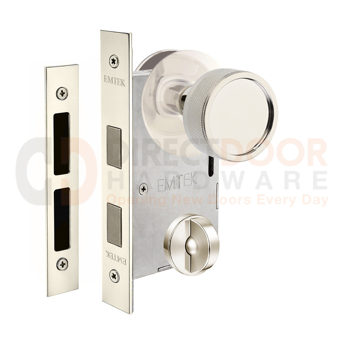 Emtek Conical Knurled Interior Mortise Knob with Modern Rosette