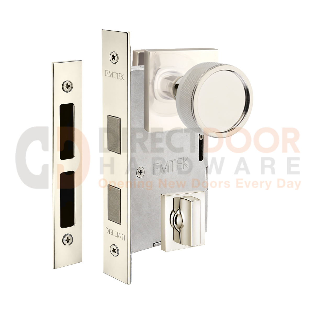 Emtek Conical Knurled Interior Mortise Knob with Square Rosette
