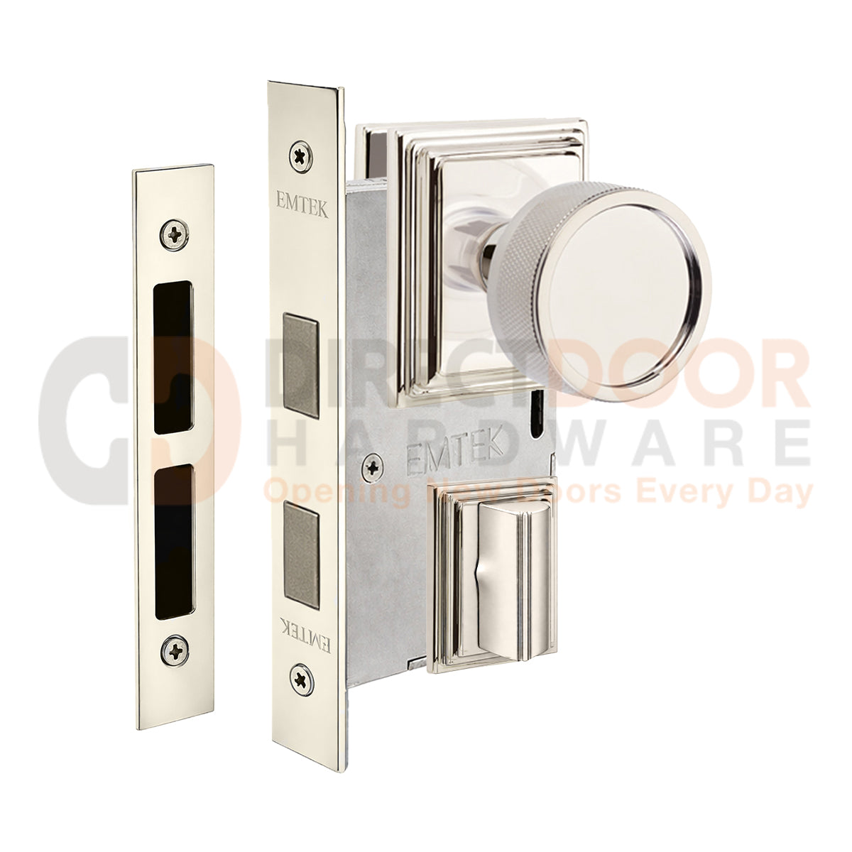 Emtek Conical Knurled Interior Mortise Knob with Wilshire Rosette