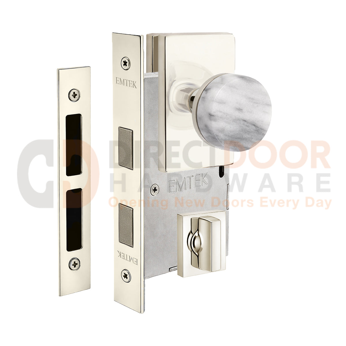 Emtek Conical Marble Interior Mortise Knob with Modern Rectangular Rosette