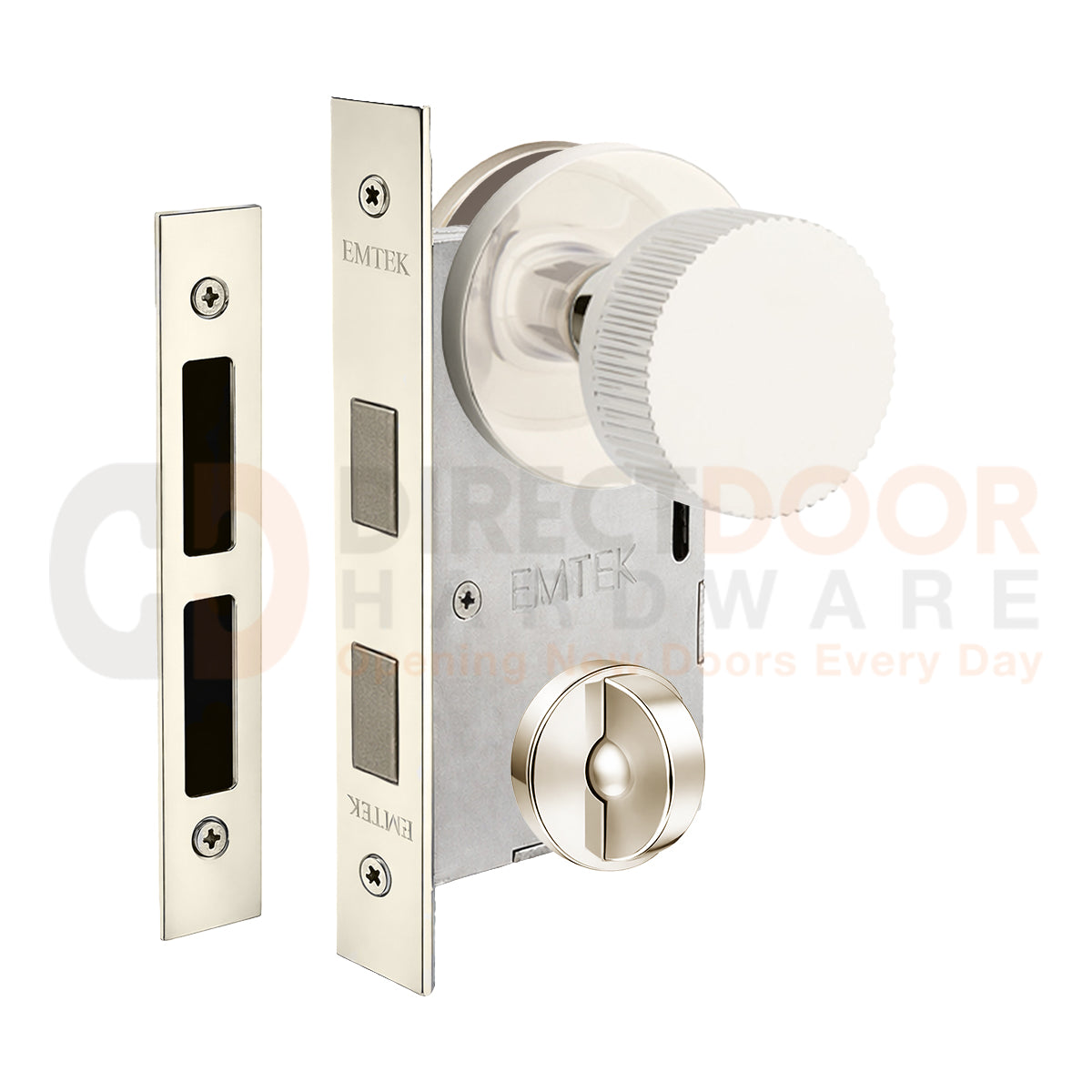 Emtek Conical Straight Knurled Interior Mortise Knob with Disk Rosette