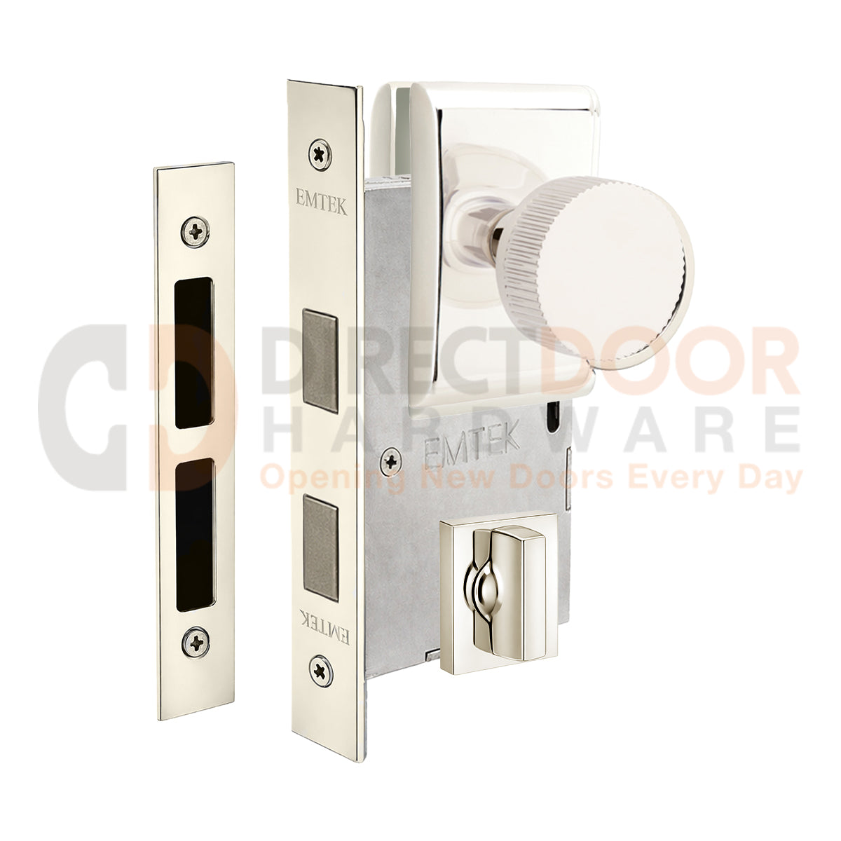 Emtek Conical Straight Knurled Interior Mortise Knob with Neos Rosette