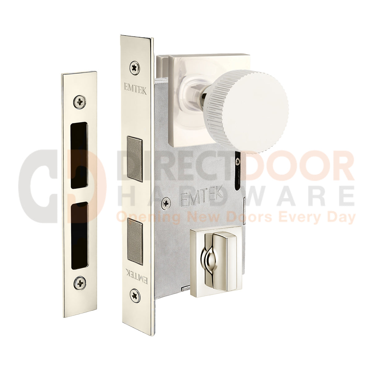 Emtek Conical Straight Knurled Interior Mortise Knob with Square Rosette