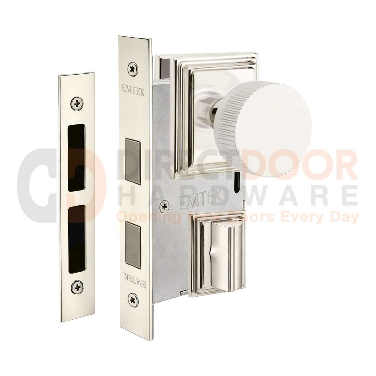 Emtek Conical Straight Knurled Interior Mortise Knob with Wilshire Rosette
