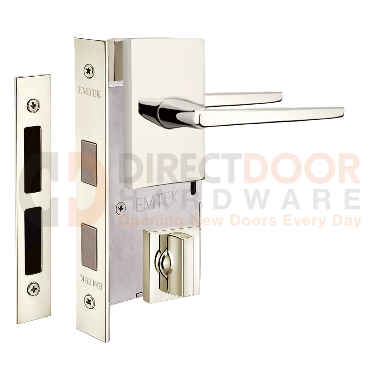 Emtek Hermes Interior Mortise Lever with Modern Rectangular Rosette