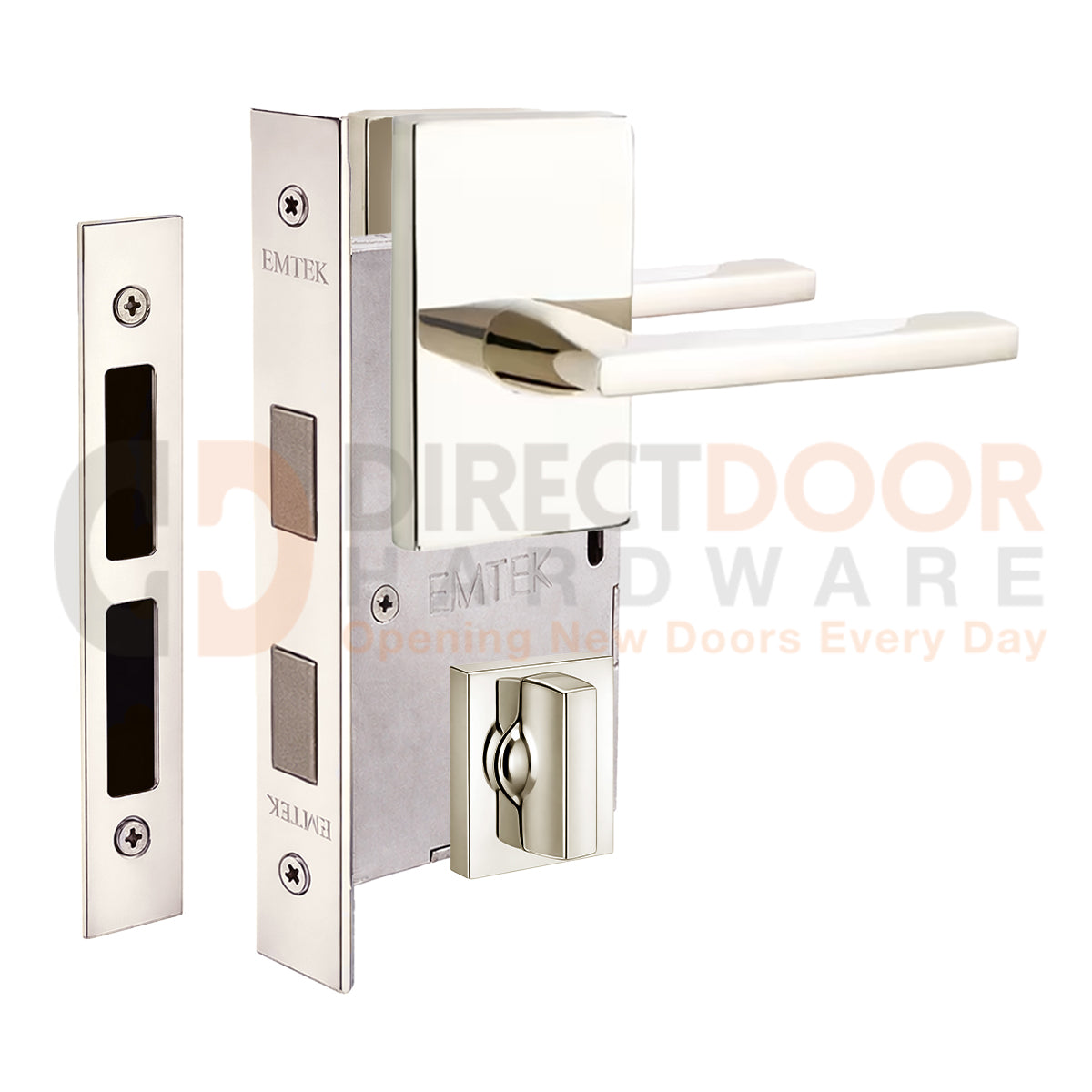 Emtek Helios Interior Mortise Lever with Modern Rectangular Rosette