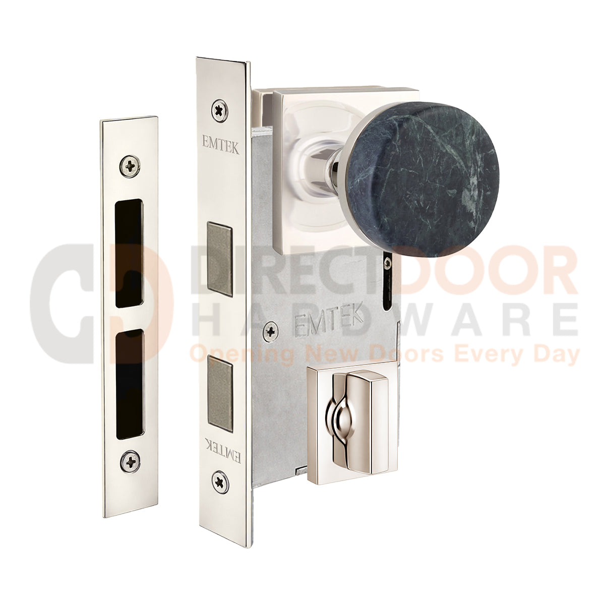 Emtek Green Marble Interior Mortise Knob with Square Rosette