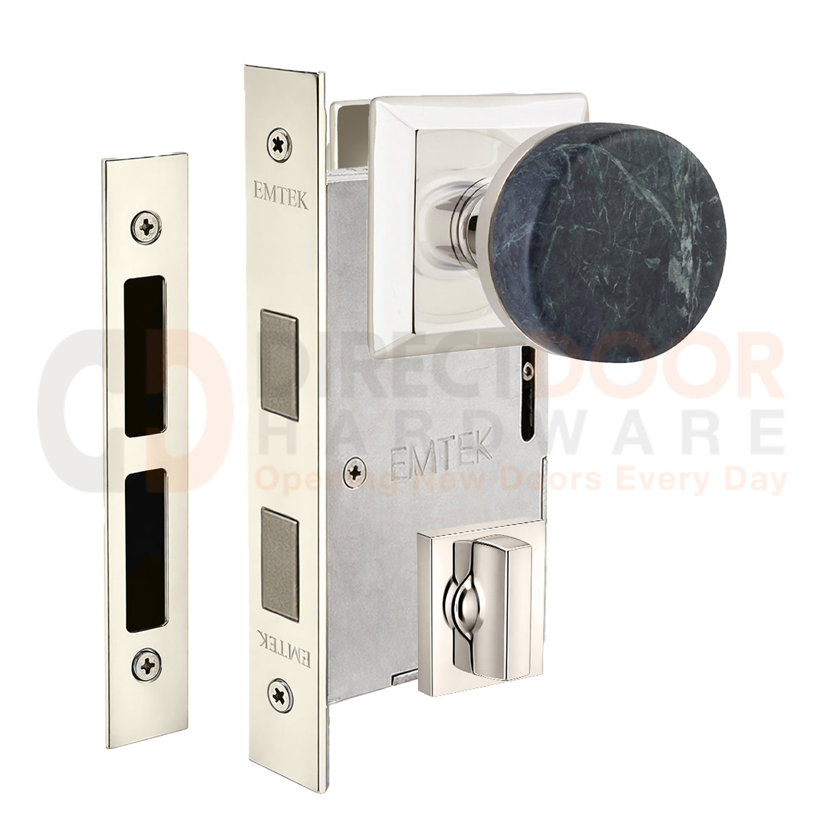 Emtek Green Marble Interior Mortise Knob with Quincy Rosette