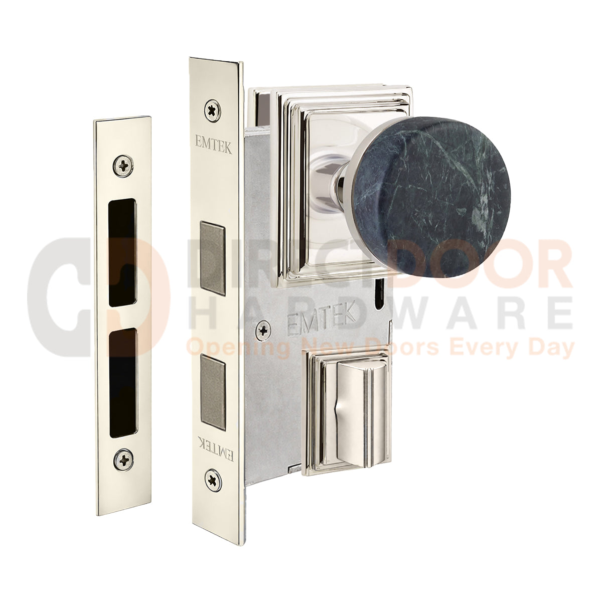 Emtek Green Marble Interior Mortise Knob with Wilshire Rosette