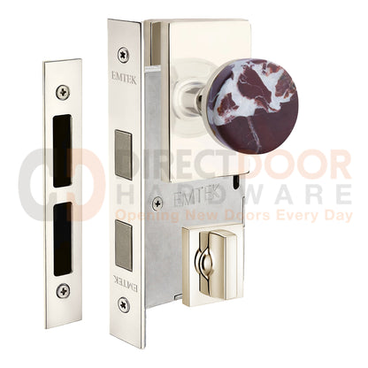 Emtek Rosso Levanto Interior Mortise Knob with Modern Rectangular Rosette