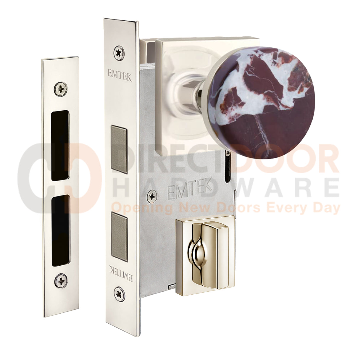 Emtek Rosso Levanto Interior Mortise Knob with Square Rosette