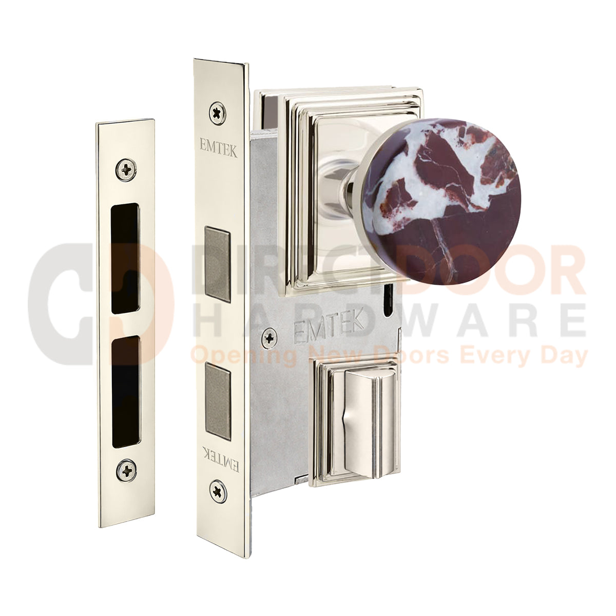 Emtek Rosso Levanto Interior Mortise Knob with Wilshire Rosette