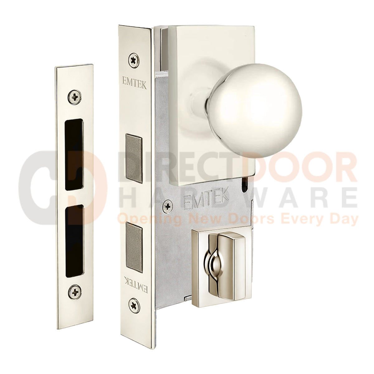 Emtek Orb Interior Mortise Knob with Modern Rectangular Rosette