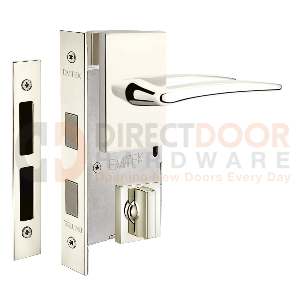 Emtek Poseidon Interior Mortise Lever with Modern Rectangular Rosette