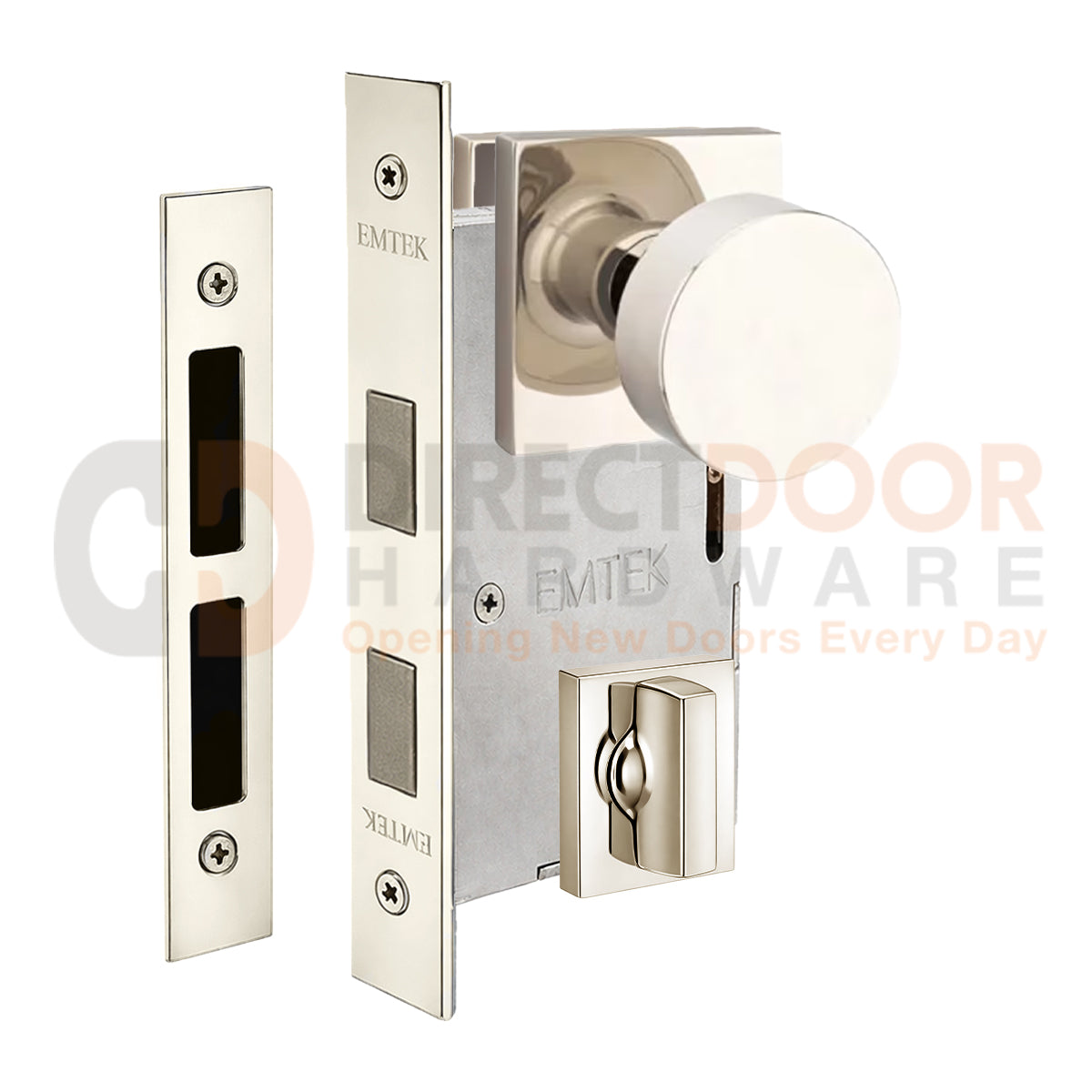 Emtek Round Interior Mortise Knob with Square Rosette