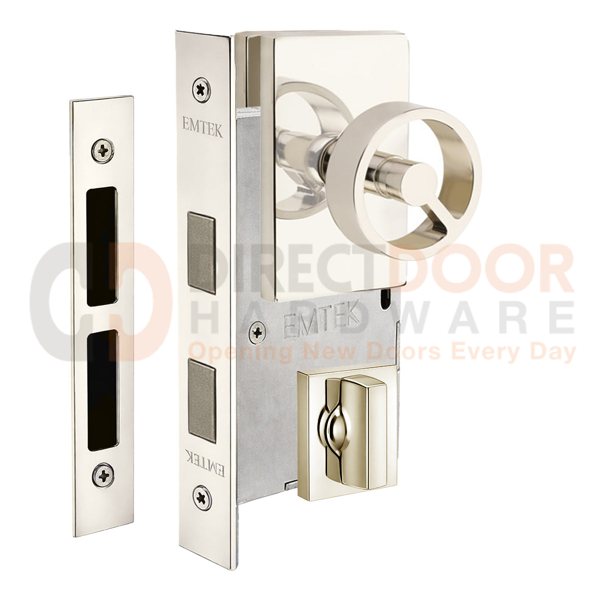 Emtek Spoke Interior Mortise Knob with Modern Rectangular Rosette