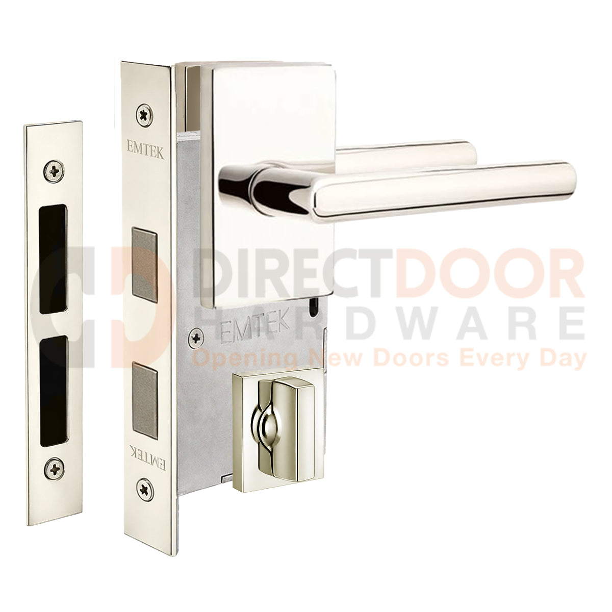 Emtek Stuttgart Interior Mortise Lever with Modern Rectangular Rosette