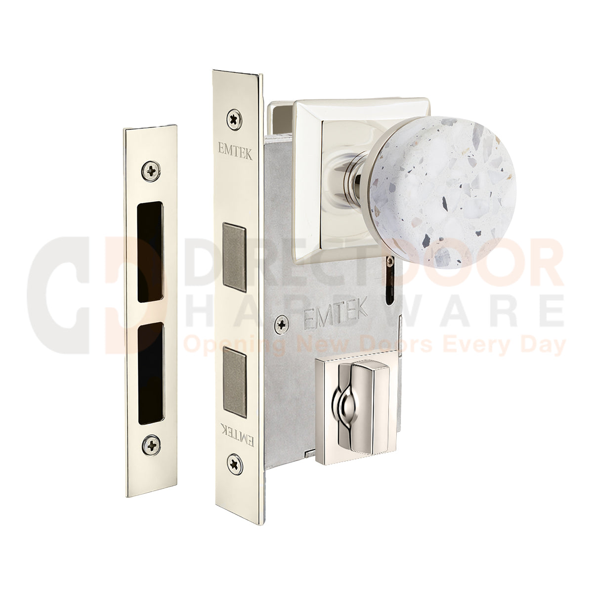 Emtek Light Terrazzo Interior Mortise Knob with Quincy Rosette