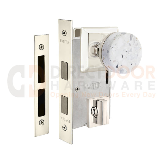 Emtek Light Terrazzo Interior Mortise Knob with Quincy Rosette