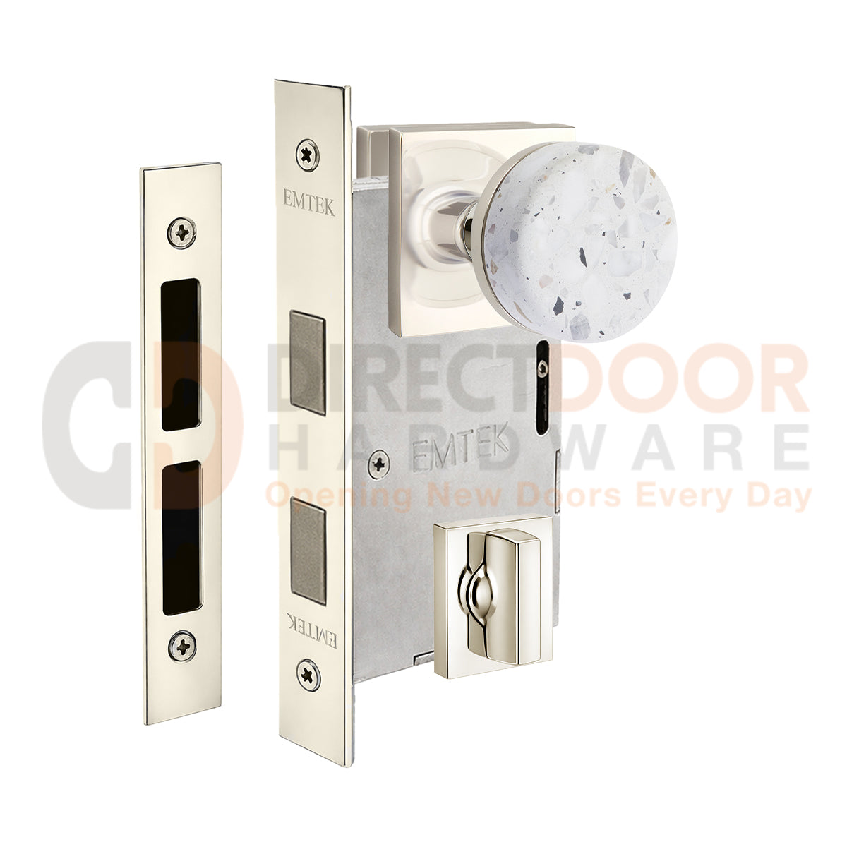 Emtek Light Terrazzo Interior Mortise Knob with Square Rosette