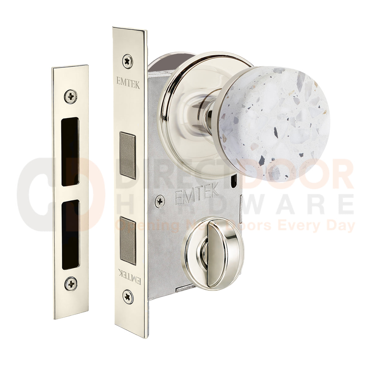 Emtek Light Terrazzo Interior Mortise Knob with Watford Rosette