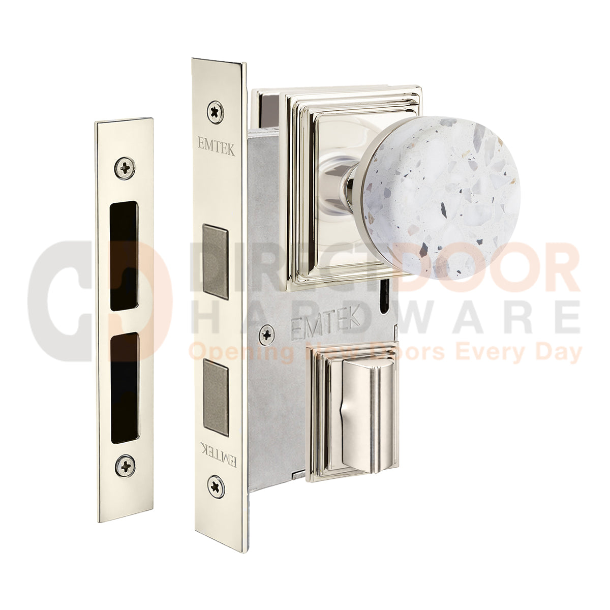 Emtek Light Terrazzo Interior Mortise Knob with Wilshire Rosette