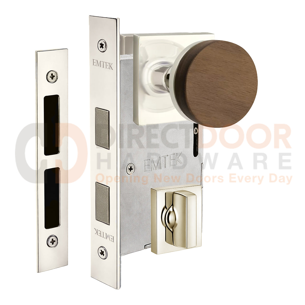 Emtek Walnut Interior Mortise Knob with Square Rosette