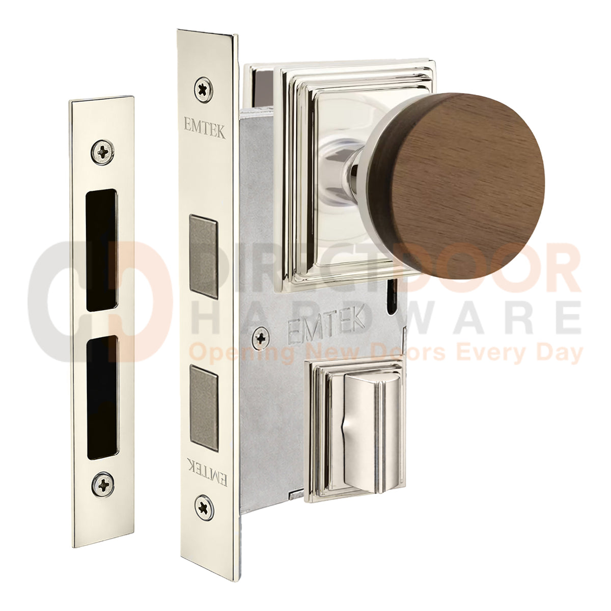Emtek Walnut Interior Mortise Knob with Wilshire Rosette
