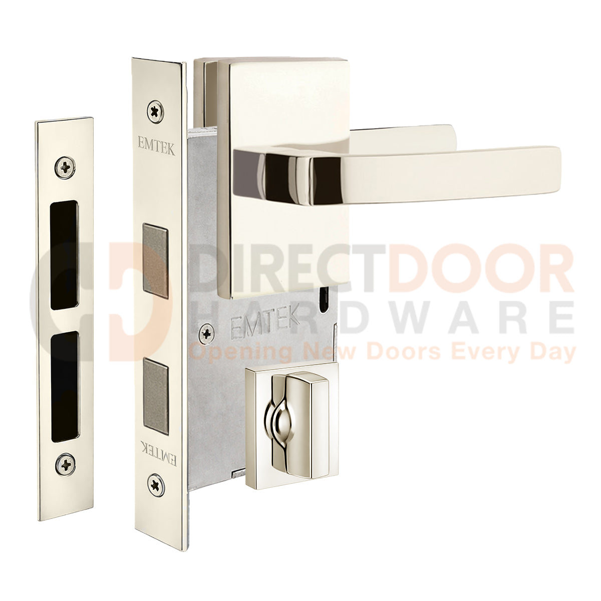 Emtek Breslin Interior Mortise Lever with Modern Rectangular Rosette