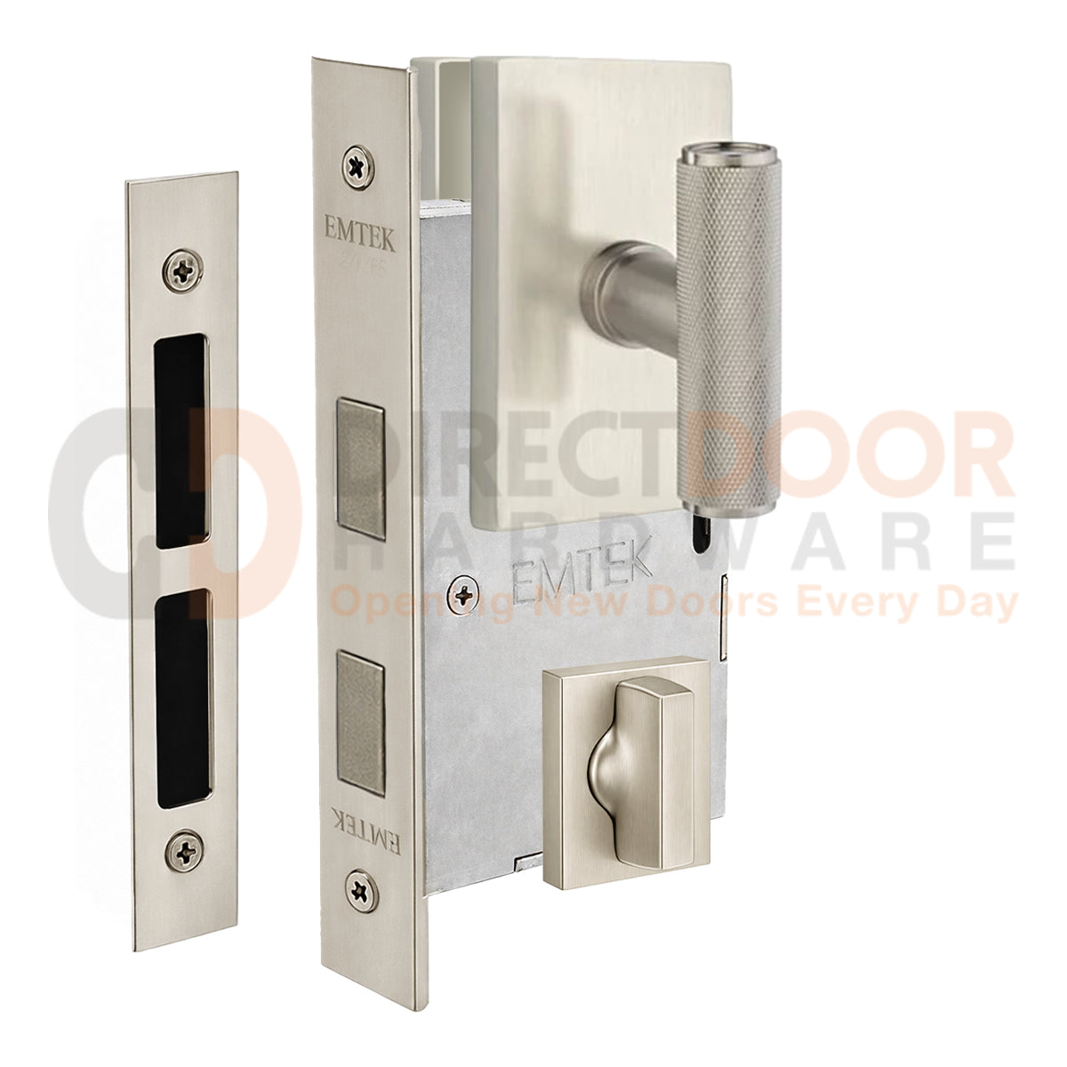 Emtek Ace Knurled Interior Mortise Knob with Modern Rectangular Rosette